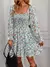 Vestido Floral Pmwrun de Manga Longa – Casual, Estilo Lápis, Gola Quadrada e Estampa Romântica para o Outono - loja online