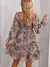 Vestido Floral Pmwrun de Manga Longa – Casual, Estilo Lápis, Gola Quadrada e Estampa Romântica para o Outono - comprar online