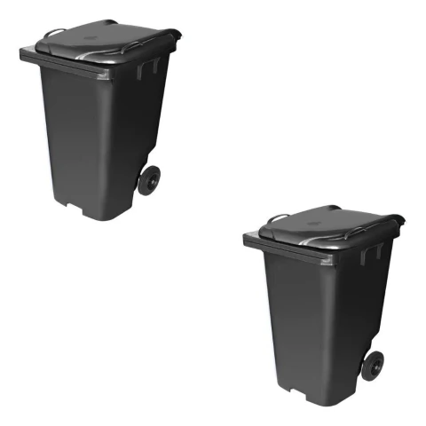 Kit 2 Lixeira Contentor Grande Lixo Com Rodas 120 Litros Jsn