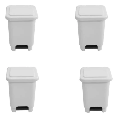 Kit 4 Lixeiras Retângular Pedal 50 Litros Tipomarfinite Jsn Branco