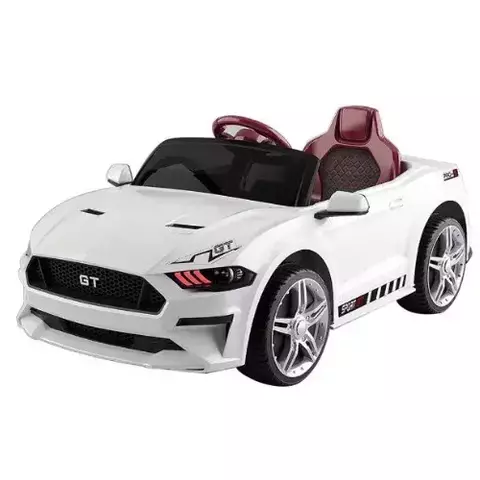 Carrinho Eletrico Infantil Mustang Gt Sp 12v - Branco Com Interior Bordo