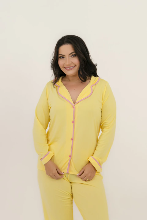 PIJAMA AMERICANO LONGO - AMARELO