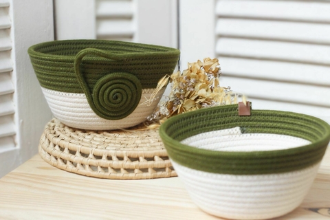 kit de cestos verde oliva com cru espiral - comprar online