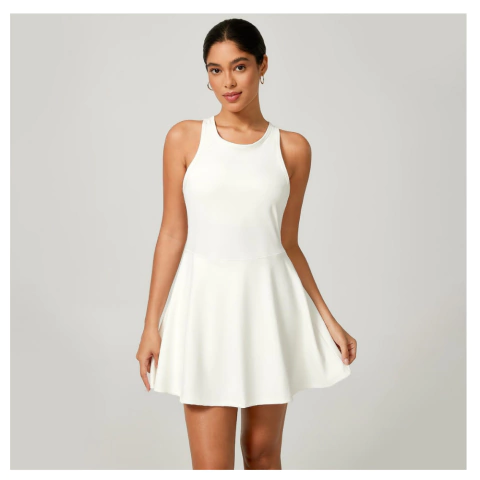 Vestido poliamida cruzado nas costas
