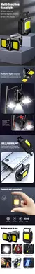 Mini lanterna chaveiro luz COB luz de trabalho lâmpada recarregável USB com 90 - Rota Nômade