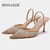 Novo verão sandálias femininas strass malha brilhante calçado de salto alto elegante estilingue apontou deslizamento em festa senhora bombas sapatos