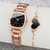 2 Pçs/set Moda Quadrada Mulheres Relógios Banda de Aço Inoxidável Relógio de Quartzo Conjunto de Pulseira de Coração - comprar online