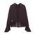 Willshela moda feminina marrom volta arco rendas até babados plissado pulôver blusa vintage o pescoço feminino chique senhora camisas - comprar online