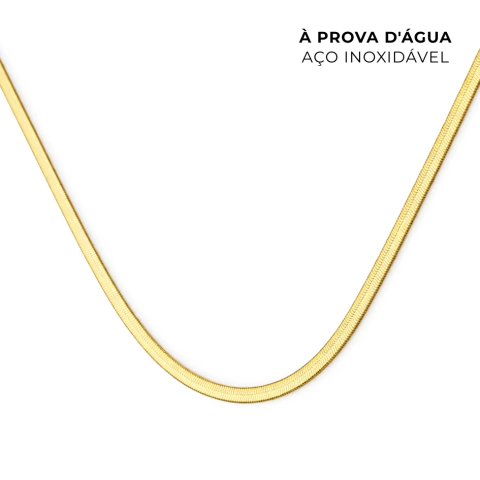 Colar Longo Fita 3MM Aço Inoxidável Dourado