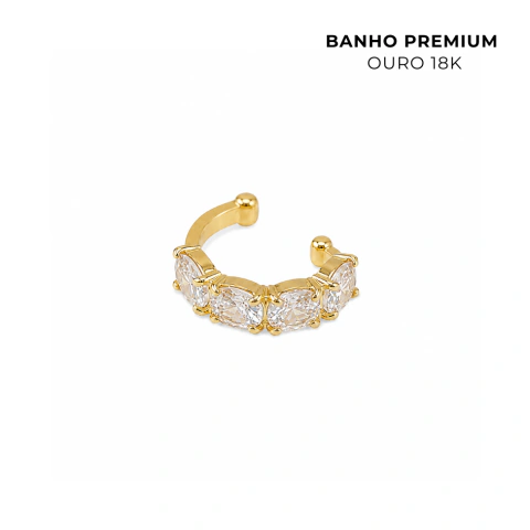 Piercing Fake Zircônias Redondas Banho Ouro 18K