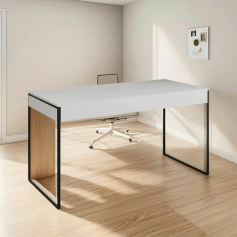 Mesa Escrivaninha Industrial Apoio 120x53cm Ferro Preto na internet