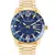 Relogio Technos Masculino Dourado Fundo Azul Banhado a Prova d'água
