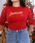 Blusa Manga Renda Gratidão Vermelho na internet