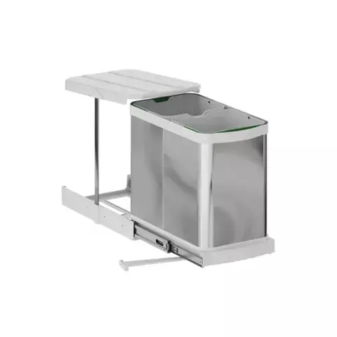 Porta Residuos Doble a Piso de Acero Inoxidable 12+12 LTS - comprar online