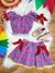 Conjunto Infantil Junino Ciganinha Rosa Chiclete Xadrez Colorido
