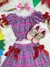 Conjunto Infantil Junino Ciganinha Rosa Chiclete Xadrez Colorido - comprar online