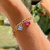 PULSEIRA FUSION TURMALINA ROSA ELOS CRAVEJADOS RETÂNGULOS