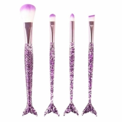 Kit Pincéis Sereia Roxo 4 Peças