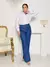 Camisa Social Feminina Manga Longa Slim Branca com Strass - loja online