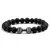 Pulseira Masculina de Pedra Vulcânica com Pingente de Haltere – Estilo e Força no Seu Pulso