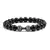 Pulseira Masculina de Pedra Vulcânica com Pingente de Haltere – Estilo e Força no Seu Pulso - loja online