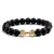 Pulseira Masculina de Pedra Vulcânica com Pingente de Haltere – Estilo e Força no Seu Pulso - Plenoy
