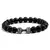 Pulseira Masculina de Pedra Vulcânica com Pingente de Haltere – Estilo e Força no Seu Pulso
