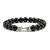 Imagem do Pulseira Masculina de Pedra Vulcânica com Pingente de Haltere – Estilo e Força no Seu Pulso