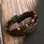Pulseira Masculina de Couro com Olho de Tigre – Estilo Clássico em Camadas para Homens com Atitude - comprar online