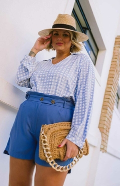 Blusa M/L Botão - Borboleta Plus Size