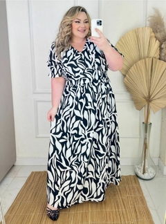 Vestido longo Crepe - Borboleta Plus Size