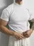Primavera verão elástico confortável camiseta masculina pequena gola alta lis - OldManey