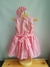 Fantasia Bebê Menina Vestido Barbie Luxo Xadrez Rosa e Tiara - comprar online