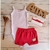Conjunto Bebê Menina Body Alcinha Poá E Short Com Laço