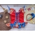 Vestido Bebê Junino Luxo Caipira Vermelho Xadrez Azul e Laço