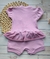 Roupa de Bebê Menina Macacão Curto Bordado Gatinha e Babado