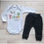 Conjunto Bebê Suedine Premium Estampa Dino Body e Calça Culote