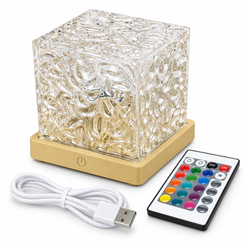 Lámpara LED Cubo con Luces de Colores y Control Remoto