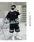 Crianças conjunto de roupas de verão para meninos carta impressão esporte ter - loja online