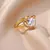 Anel Feminino de Coração em Aço Inoxidável – Zircão Banhado a Ouro, Estilo Elegante - loja online