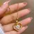 Colar Coração de Zircônia – Aço Inoxidável Dourado para Mulheres Elegantes