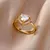 Imagem do Anel Feminino de Coração em Aço Inoxidável – Zircão Banhado a Ouro, Estilo Elegante