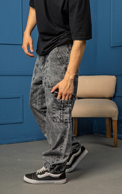 Pantalón Cargo Recto Nevado Jean Rígido Hombre Moda