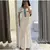 Elegante denim retalhos de malha vestido longo moda feminina decote em v manga c - Bela Essência