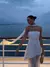 2025 verão moda feminina vestido sem alças com fita retalhos elegante sem mang