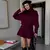 Inverno saia de malha ternos feminino vinho vermelho gola alta manga longa camis - comprar online