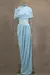 Imagem do Irregular xale azul plissado vestido longo moda feminina magro vestidos 2025 sen