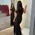 Plissado ombro inclinado maxi vestido feminino elegante sem mangas cintura alta - comprar online