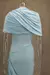 Irregular xale azul plissado vestido longo moda feminina magro vestidos 2025 sen