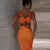 Moda halter pescoço saia longa terno feminino sem costas estilingue topo rendas